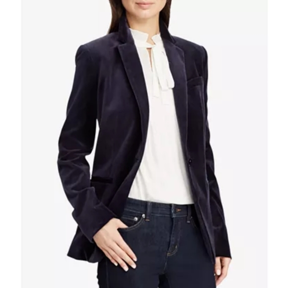 Ralph Lauren Jackets & Blazers - Ralph Lauren Velvet Blazer Jacket Plus Sz 18 Navy